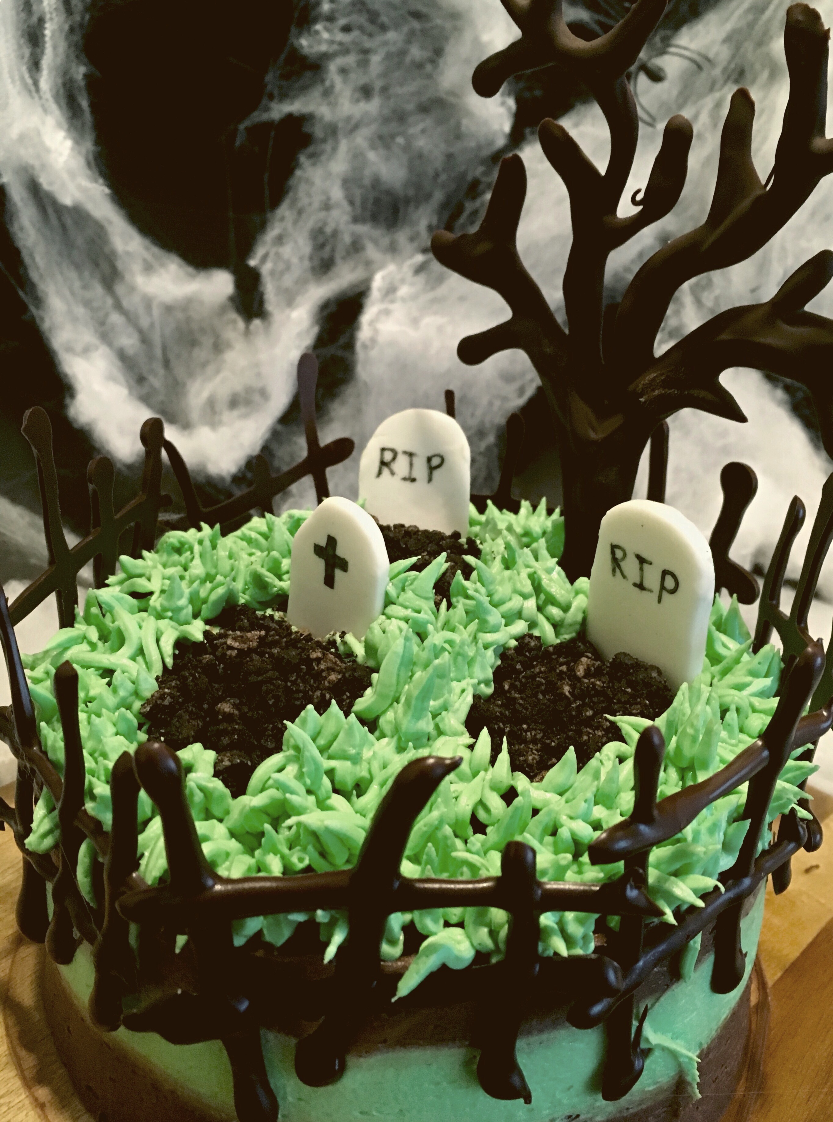 Mint and Chocolate ''Graveyard'' Cake
