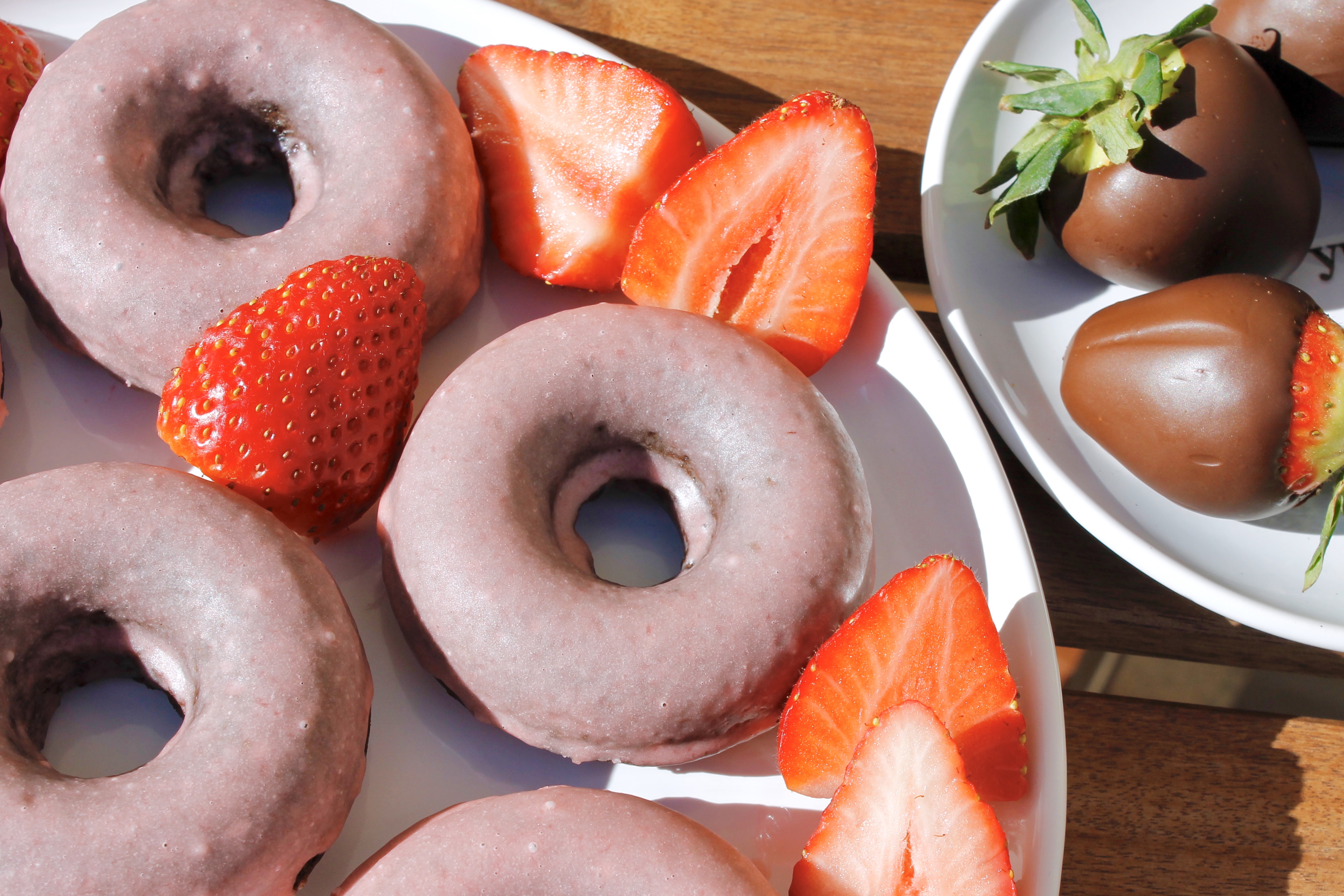 Vegan Chocolate Donuts with Strawberry Glaze