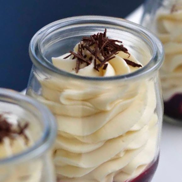 White Chocolate Mousse with Berry Coulis