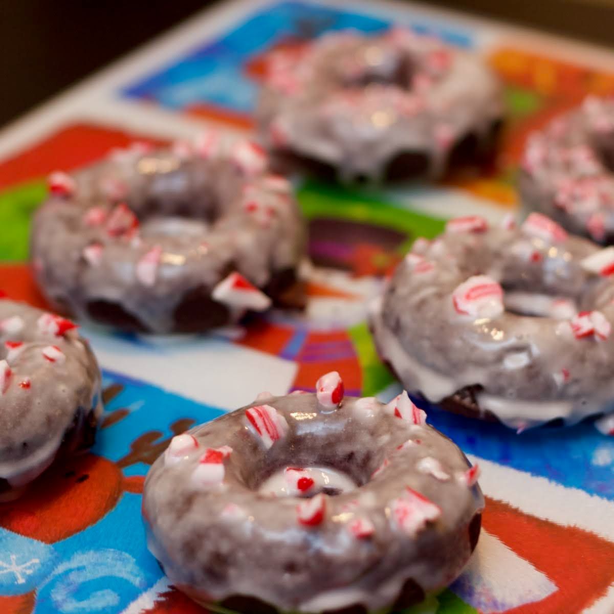 Candy Cane Chocolate Donuts